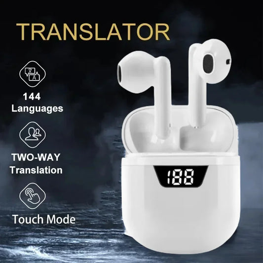 Bluetooth5 Voice Translator Earbud,Wireless 144Language Translate Earphone Real Time Smart Travel Voice Translation Headphone