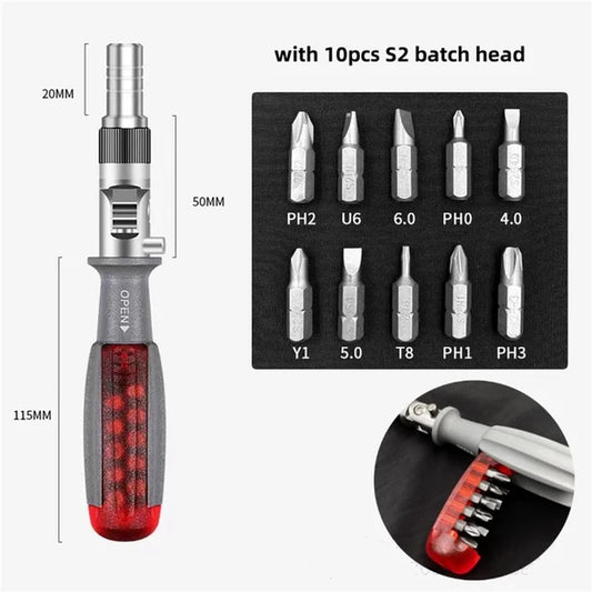 11 in 1 Multi-Angle Foldable Ratchet Screwdriver Torx Multi-Bit Screw Driver Electrician Disassembly Hand to Screwdrivers