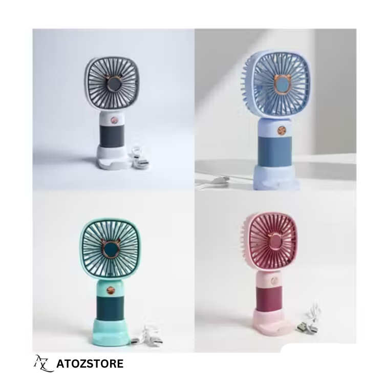 Mini ventilateur portable avec support, chargement USB, batterie rechargeable de type C (multicolore)