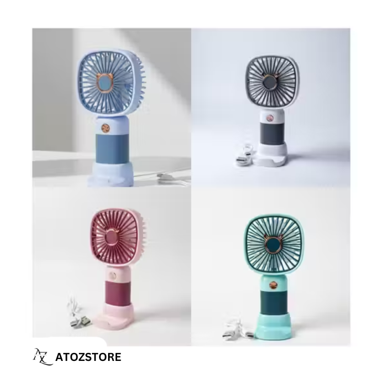 Mini ventilateur portable avec support, chargement USB, batterie rechargeable de type C (multicolore)