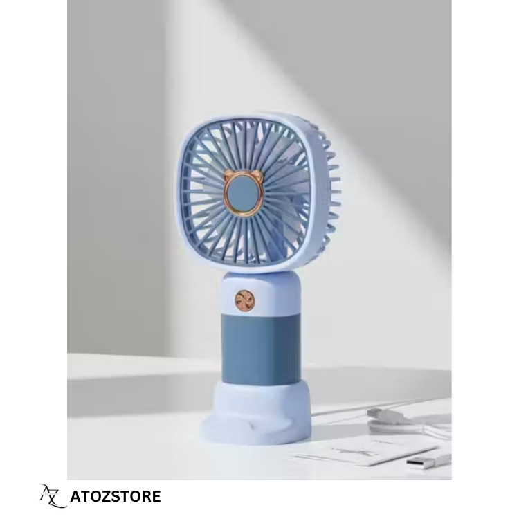 Mini ventilateur portable avec support, chargement USB, batterie rechargeable de type C (multicolore)