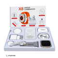 Pack Connecté 8 en 1 – Montre Intelligente, Écouteurs Bluetooth et Batterie Externe, couleur et design aléatoire