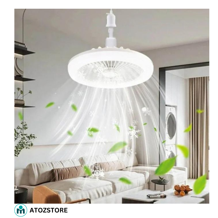 Luminaire ventilateur de plafond avec lumière, ventilateur silencieux E27 avec télécommande