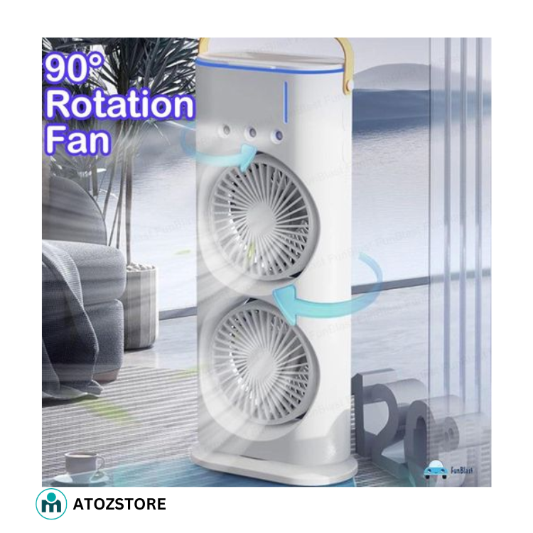 Ventilateur de Climatiseur à Double tête, 3 vitesses, Rechargeable par USB, refroidisseur d'air, veilleuse avec télécommande