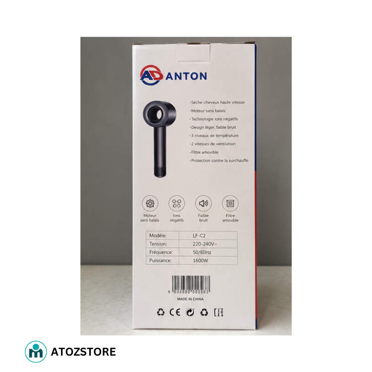 Sèche-cheveux Haute Vitesse Anton LF-C2 avec Technologie Ions, couleur et design aléatoire