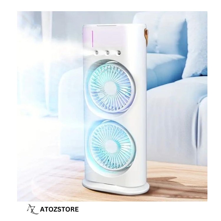 Ventilateur de Climatiseur à Double tête, 3 vitesses, Rechargeable par USB, refroidisseur d'air, veilleuse avec télécommande
