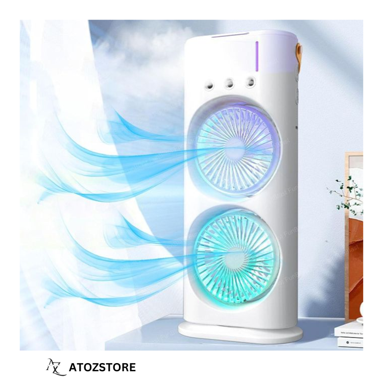 Ventilateur de Climatiseur à Double tête, 3 vitesses, Rechargeable par USB, refroidisseur d'air, veilleuse avec télécommande