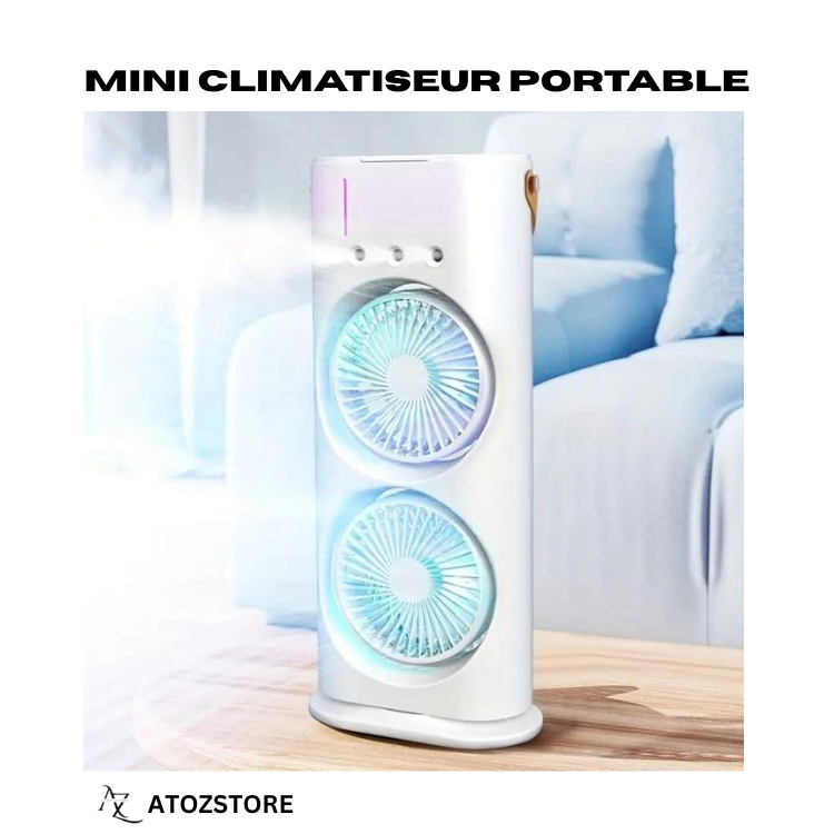Ventilateur de Climatiseur à Double tête, 3 vitesses, Rechargeable par USB, refroidisseur d'air, veilleuse avec télécommande