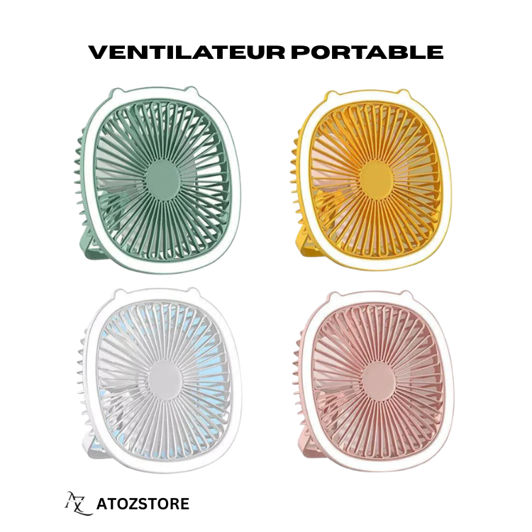 Ventilateur portable avec lumière, Ventilateur Bureau USB