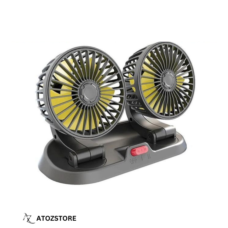 Double Ventilateur de Voiture 5V/12V/24V à Rotation 360° pour Auto, Camion et SUV, couleur et design aléatoire