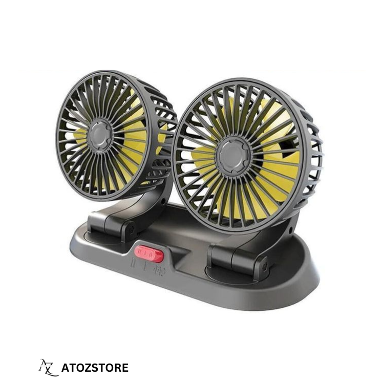 Double Ventilateur de Voiture 5V/12V/24V à Rotation 360° pour Auto, Camion et SUV, couleur et design aléatoire