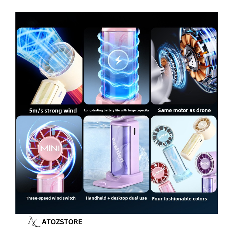 Mini ventilateur de poche portable avec base