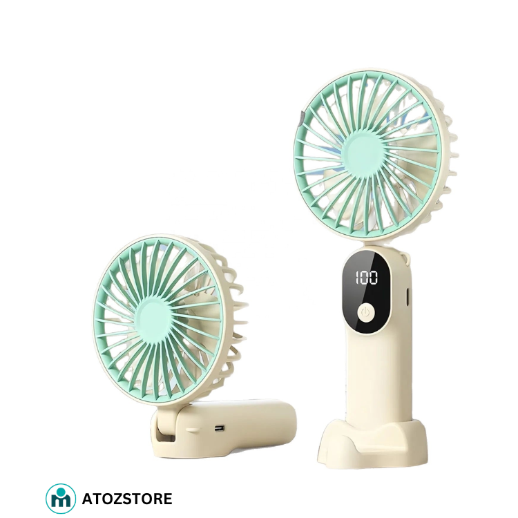Ventilateur Portable Rechargeable USB avec Écran LED et Support, couleur et design aléatoire
