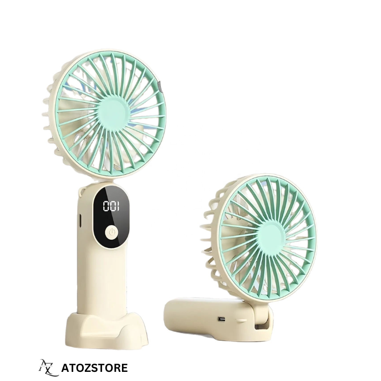 Ventilateur Portable Rechargeable USB avec Écran LED et Support, couleur et design aléatoire