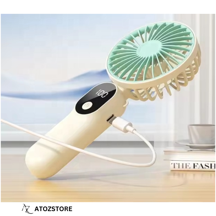 Ventilateur Portable Rechargeable USB avec Écran LED et Support, couleur et design aléatoire