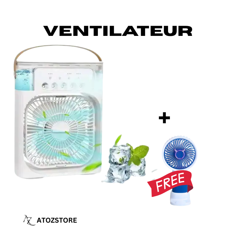 Pack Ventilateur Rafraîchissant avec Brumisation USB + Ventilateur Portable Offert