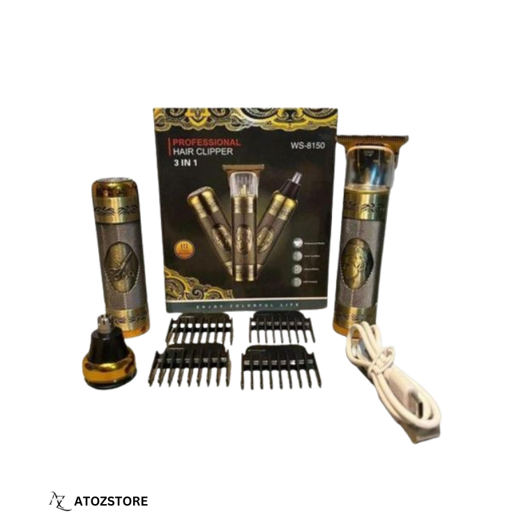 Tondeuse à Cheveux Professionnelle Sans Fil 3 en 1 Rechargeable, Kit de Rasage, Couleur et Design Aléatoire