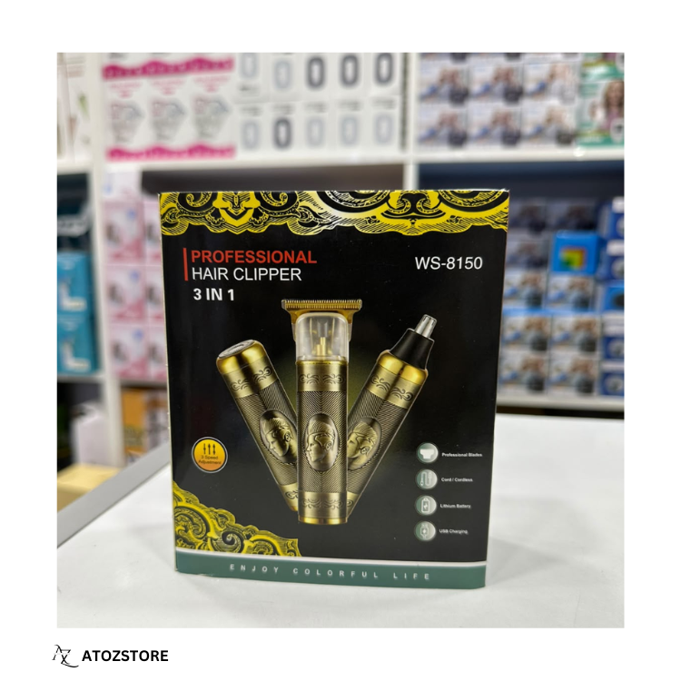 Tondeuse à Cheveux Professionnelle Sans Fil 3 en 1 Rechargeable, Kit de Rasage, Couleur et Design Aléatoire