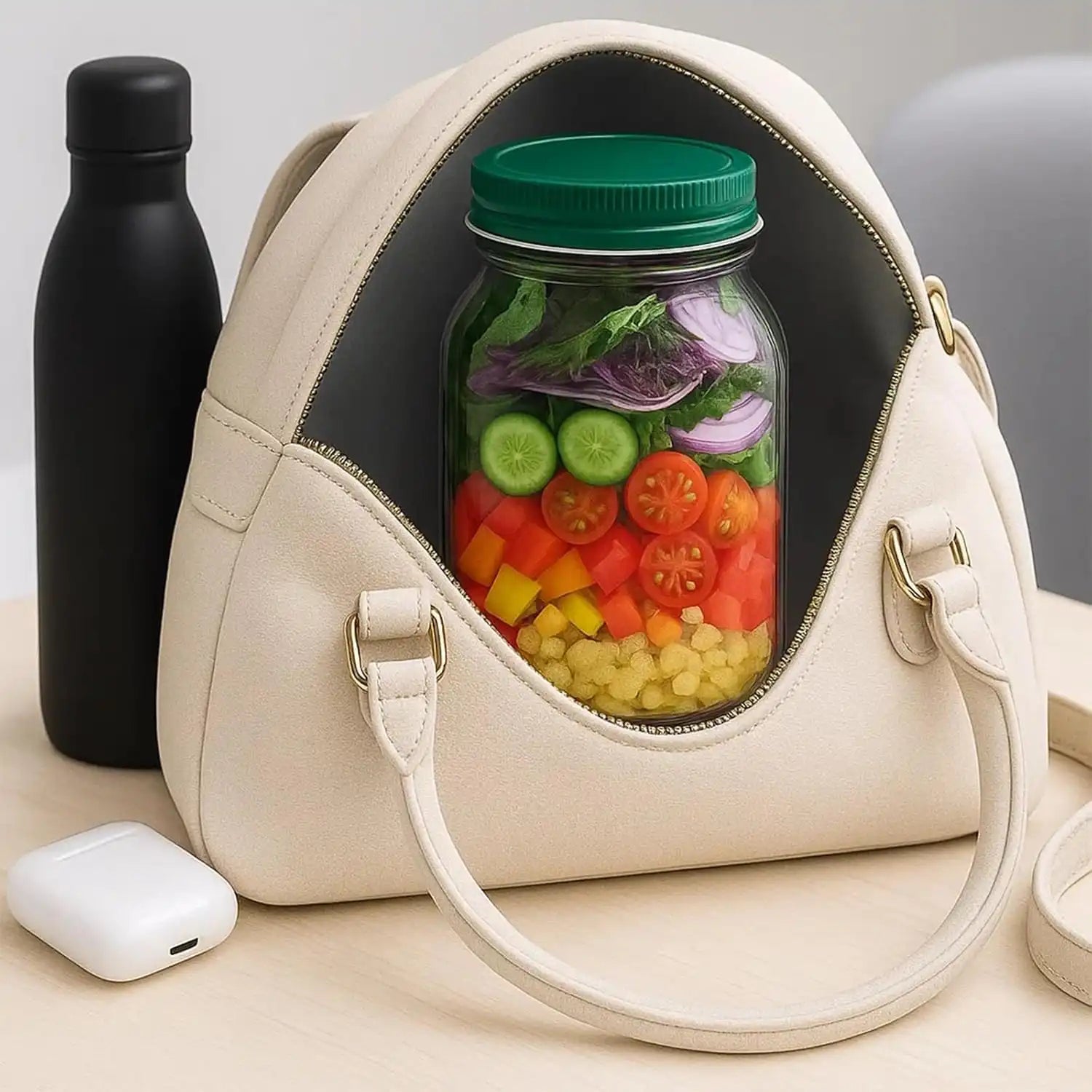 Salad Pod – Boîte à Salade Verticale avec Compartiment Sauce Étanche – Lunch Box Portable Micro-ondes & Congélateur