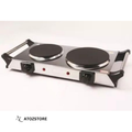 Cuisinière Électrique Double Plaque 2 Brûleurs en Acier Inoxydable, Couleur et design aléatoire