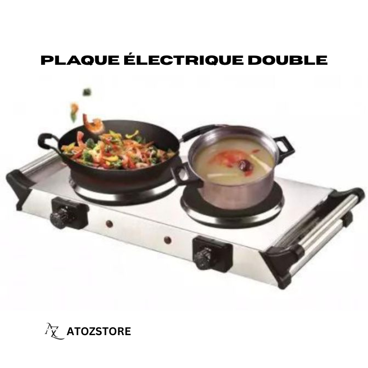 Cuisinière Électrique Double Plaque 2 Brûleurs en Acier Inoxydable, Couleur et design aléatoire
