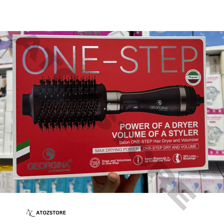 Brosse Sèche-Cheveux Professionnelle Georgina Chauffante Lissante et Volumisante, Couleur et Design Aléatoire