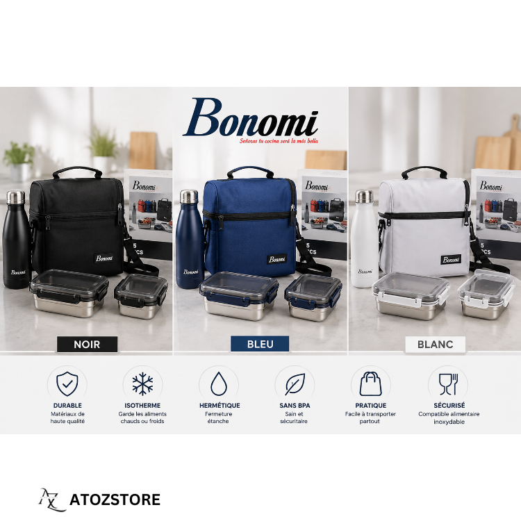 Set Lunch Box avec 2 Boîtes Alimentaires, Mug et Sac à Lunch, Couleur et design aléatoire