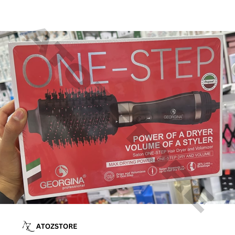 Brosse Sèche-Cheveux Professionnelle Georgina Chauffante Lissante et Volumisante, Couleur et Design Aléatoire