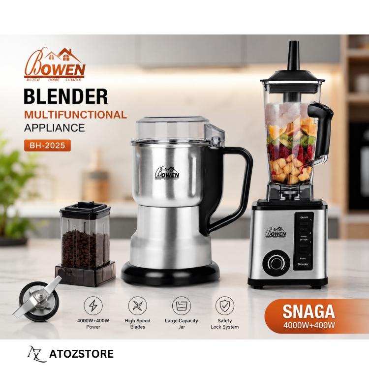 Blender Multifonctionnel 2 en 1 Bowen – Mixeur Puissant avec Broyeur, Couleur et design aléatoire