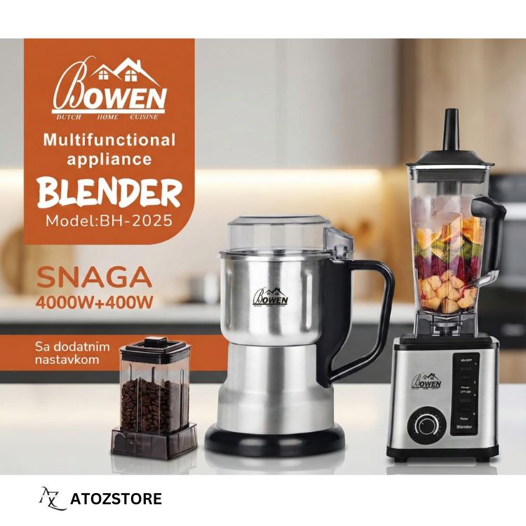 Blender Multifonctionnel 2 en 1 Bowen – Mixeur Puissant avec Broyeur, Couleur et design aléatoire