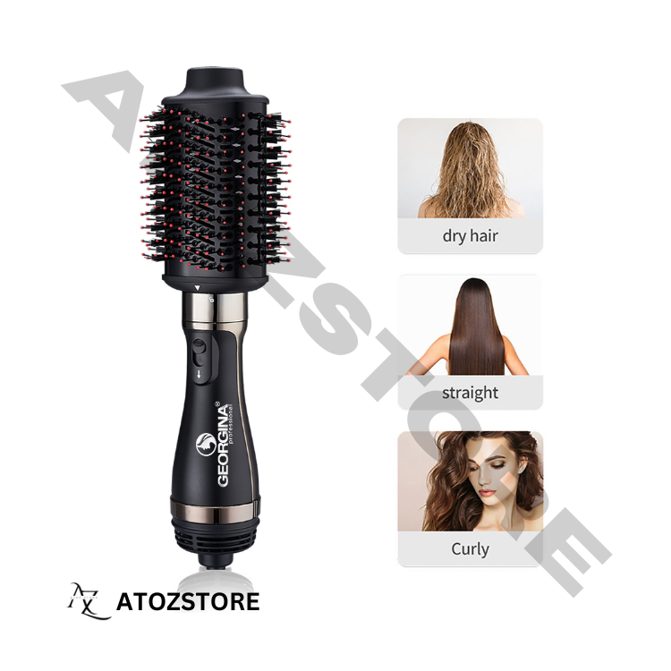 Brosse Sèche-Cheveux Professionnelle Georgina Chauffante Lissante et Volumisante, Couleur et Design Aléatoire