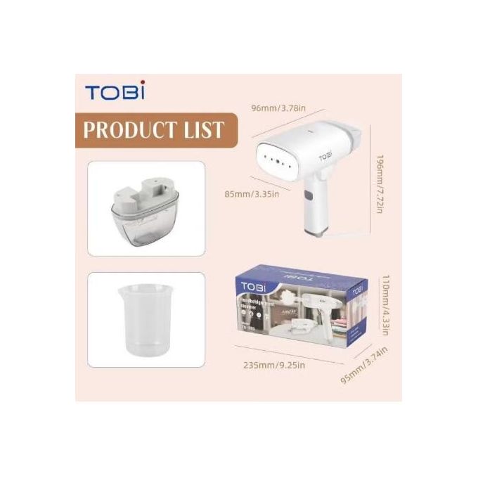 Défroisseur à main vapeur Tobi Défroisseur qualité chauffage rapide et vapeur puissante