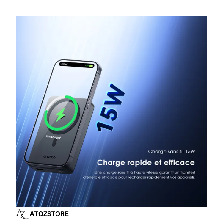 Oraimo MagPower 15 Power Bank 10000mAh Recharge Sans Fil Magnétique, Couleur et design aléatoire