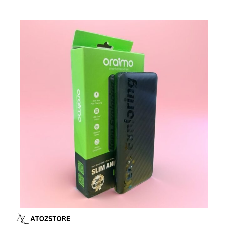 Batterie Externe Oraimo 10000mAh USB et Type-C Charge Rapide 15W, couleur aléatoire