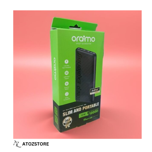Batterie Externe Oraimo 10000mAh USB et Type-C Charge Rapide 15W, couleur aléatoire