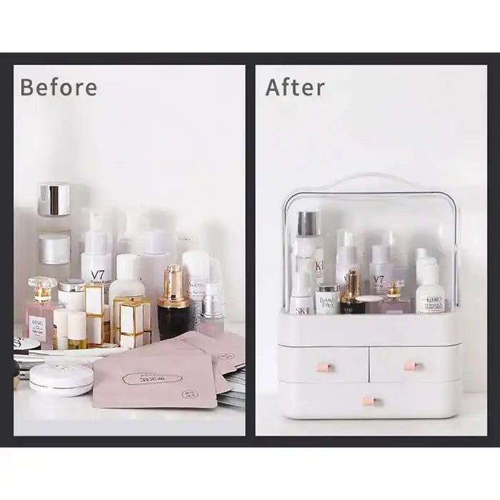 Boîte de rangement de maquillage - Portable - Étanche - Tiroirs anti-poussière