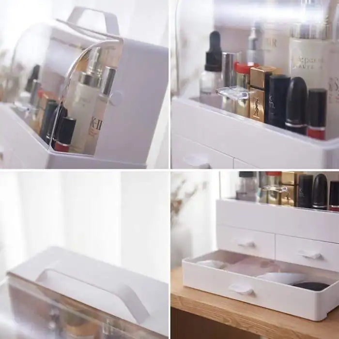 Boîte de rangement de maquillage - Portable - Étanche - Tiroirs anti-poussière