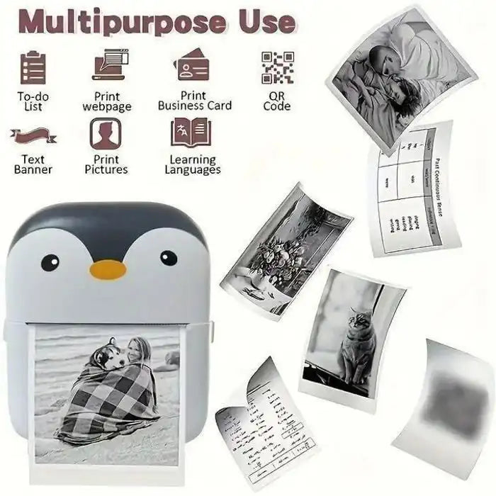 Imprimante Photo Portable - Mini Imprimante Thermique - Sans Encre - Bluetooth - Compacte