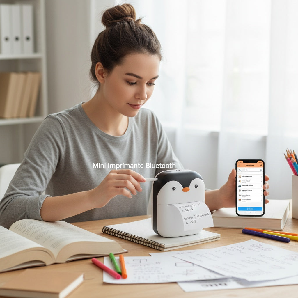 Imprimante Photo Portable - Mini Imprimante Thermique - Sans Encre - Bluetooth - Compacte