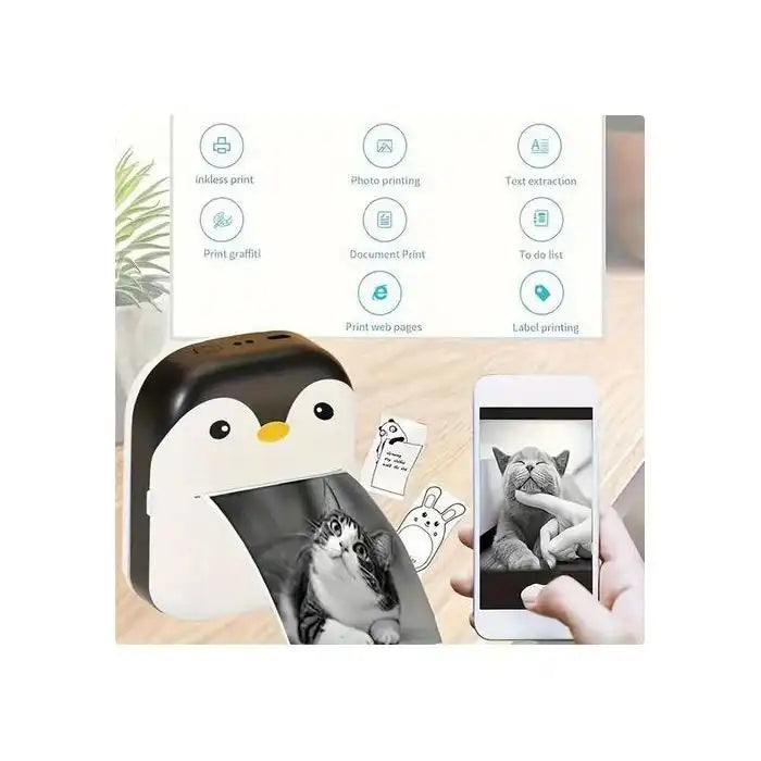 Imprimante Photo Portable - Mini Imprimante Thermique - Sans Encre - Bluetooth - Compacte