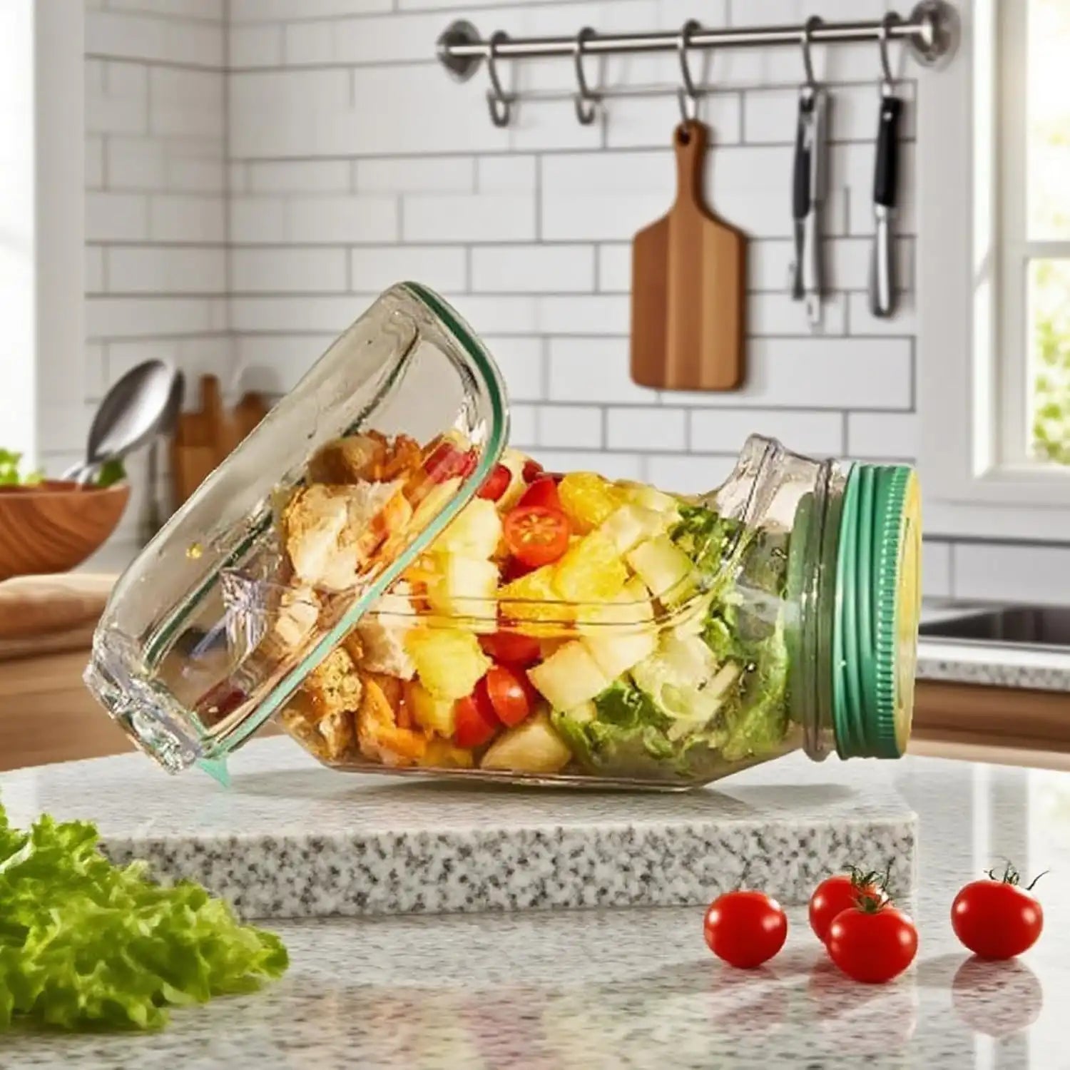Salad Pod – Boîte à Salade Verticale avec Compartiment Sauce Étanche – Lunch Box Portable Micro-ondes & Congélateur
