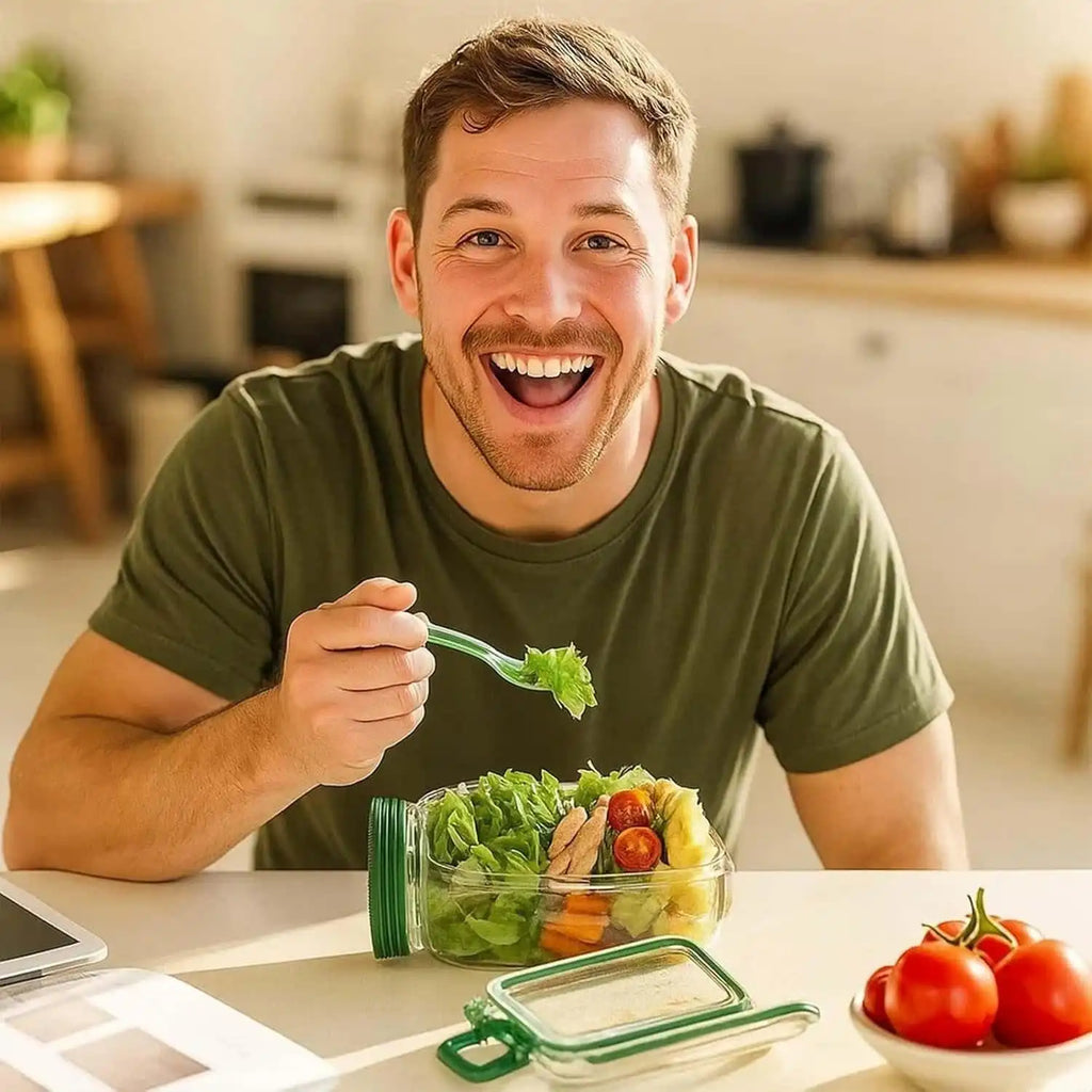 Salad Pod – Boîte à Salade Verticale avec Compartiment Sauce Étanche – Lunch Box Portable Micro-ondes & Congélateur